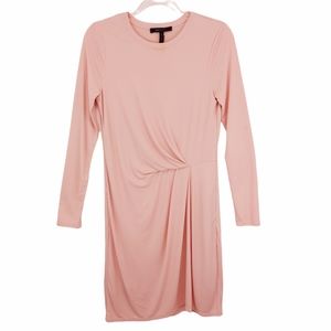 Anthropologie Knit Wrap Drape Ruched Mini Dress Barbiecore